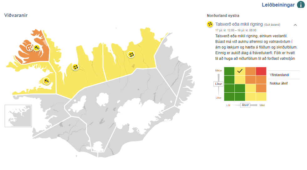 Gul viðvörun – minnum á að festa lausamuni og huga að niðurföllum