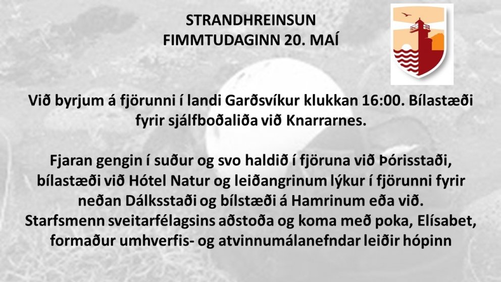 AÐSTOÐ VIÐ FLOKKUN OG STRANDHREINSUN