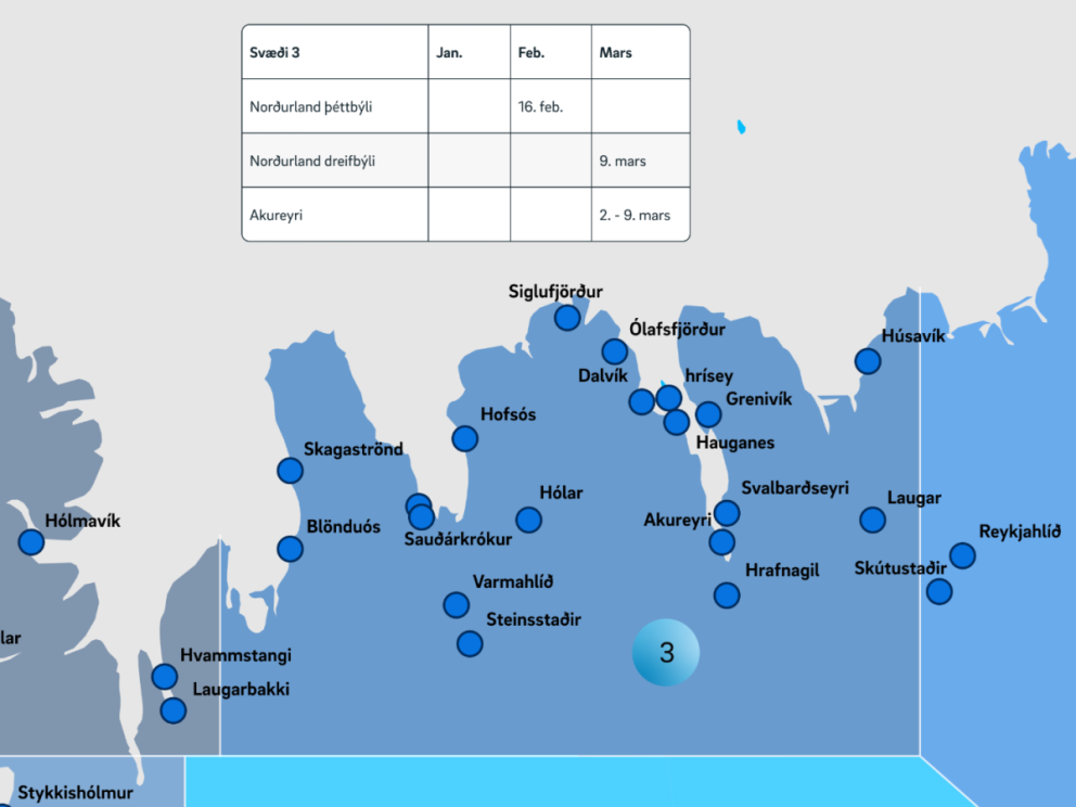 Svæði 3 í aflagningu 3g.