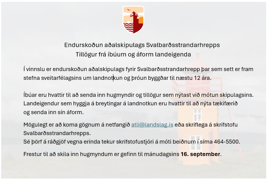 Endurskoðun aðalskipulags Svalbarðsstrandarhrepps
