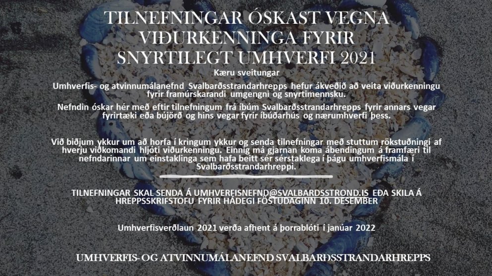 Auglýst er eftir tilnefningum fyrir framúrskarandi og snyrtimennsku