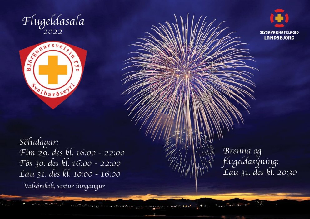 Flugeldasala, brenna og flugeldasýning 2022.
