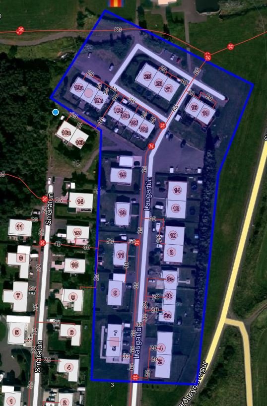 Kaldavatnstruflun/lokun nú þegar 15.04.2021 í Laugartúni Svalbarðseyri