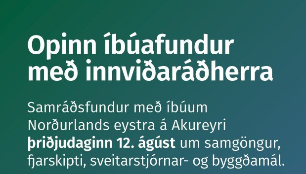 Opinn íbúafundur með innviðaráðherra 12. ágúst