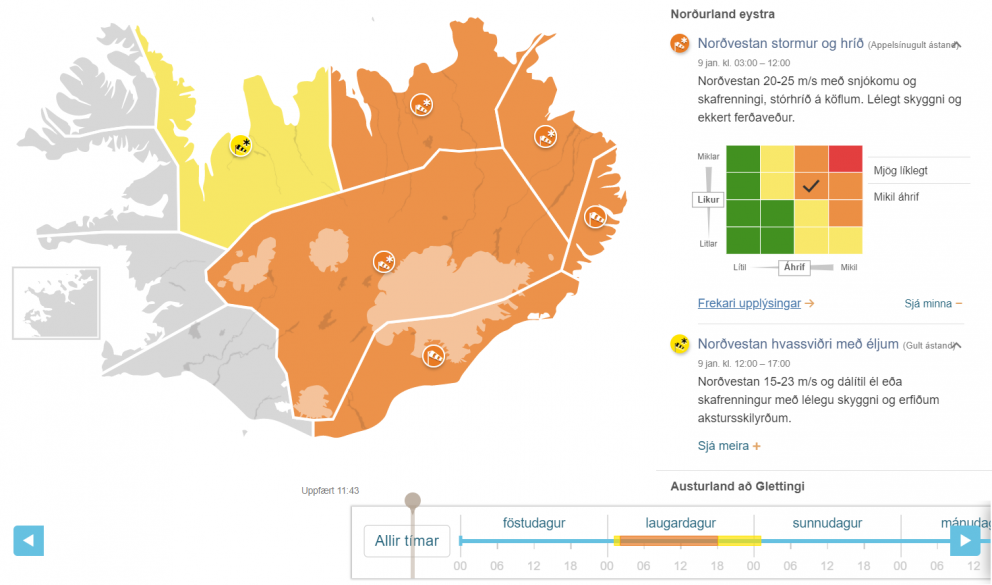 TILKYNNING VEGNA VEÐURS