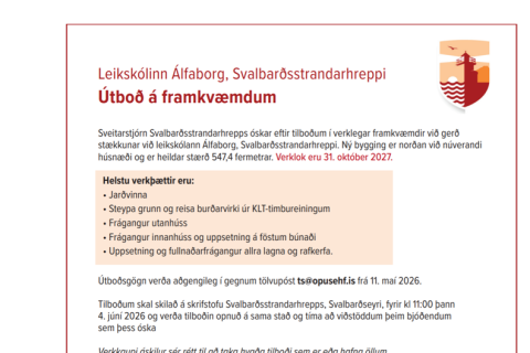 Útboð á framkvæmdum - Leikskólinn Álfaborg
