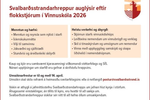 Störf flokkstjóra í Vinnuskóla 2026 laus til umsóknar