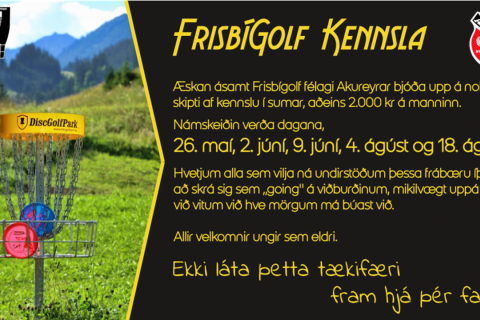 Frisbígolf kennsla í kvöld kl. 19:30