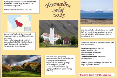 Orlofsferð húsmæðra í Suður-Þingeyjarsýslu 2025 - Umsóknarfrestur framlengdur til 21. ágúst