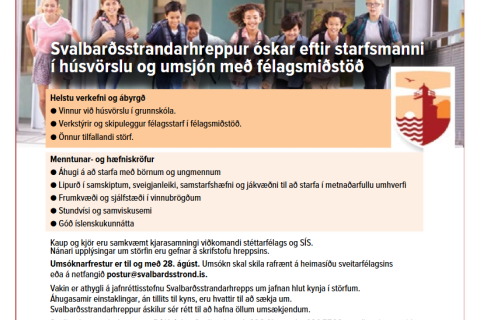 Starfsmaður í húsvörslu og umsjón með félagsmiðstöð