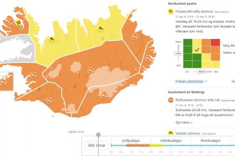 Gul veður viðvörun