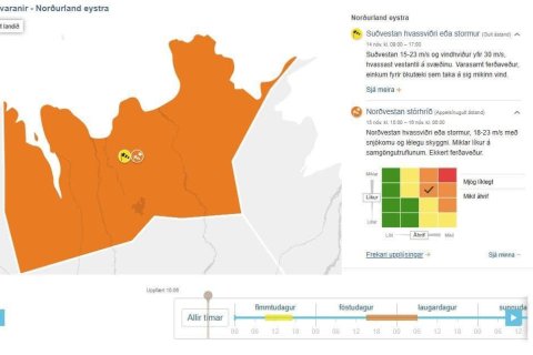 APPELSÍNUGUL VIÐVÖRUN föstudaginn 15.11.2024